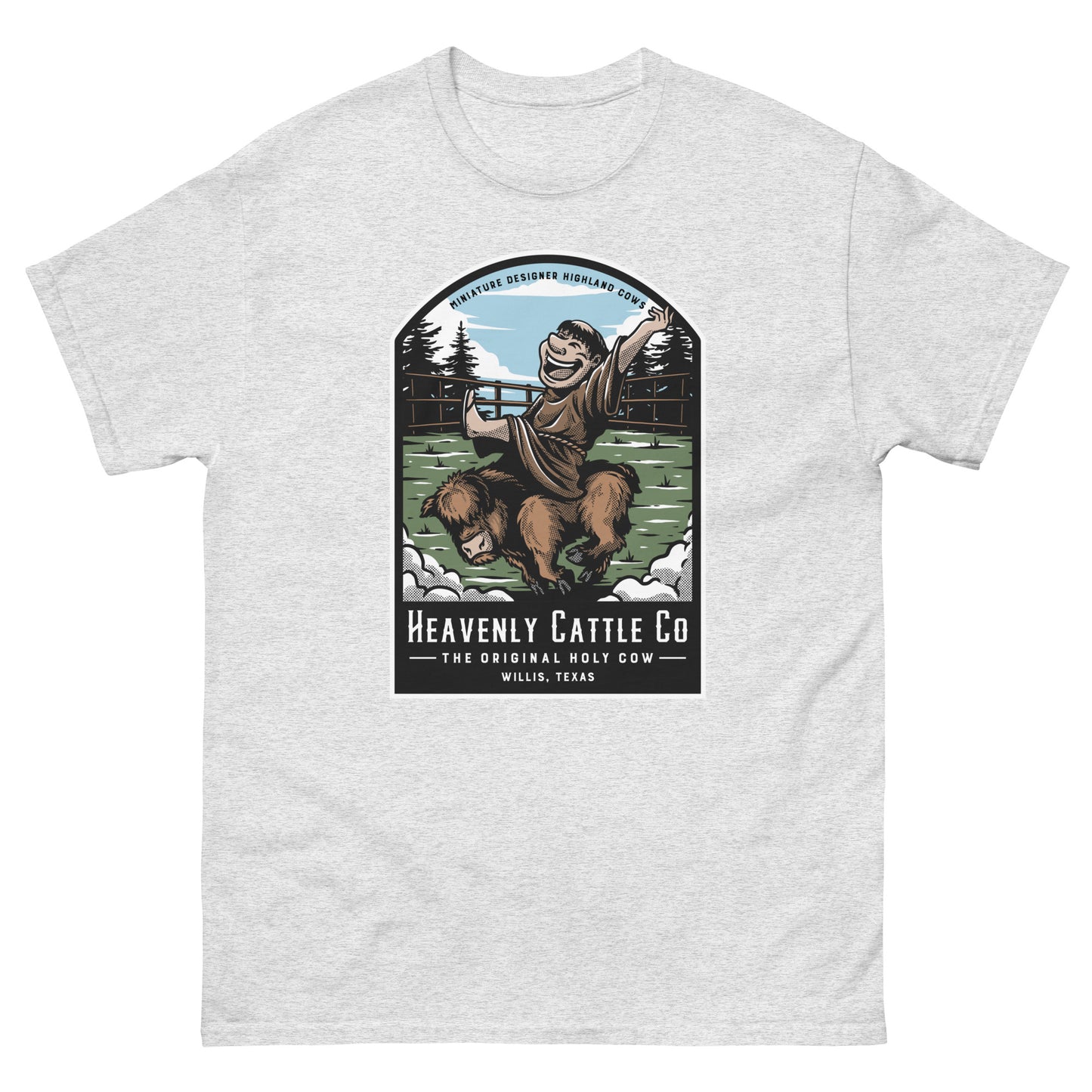 HCCo Men's classic tee Friar riding Holy Cow