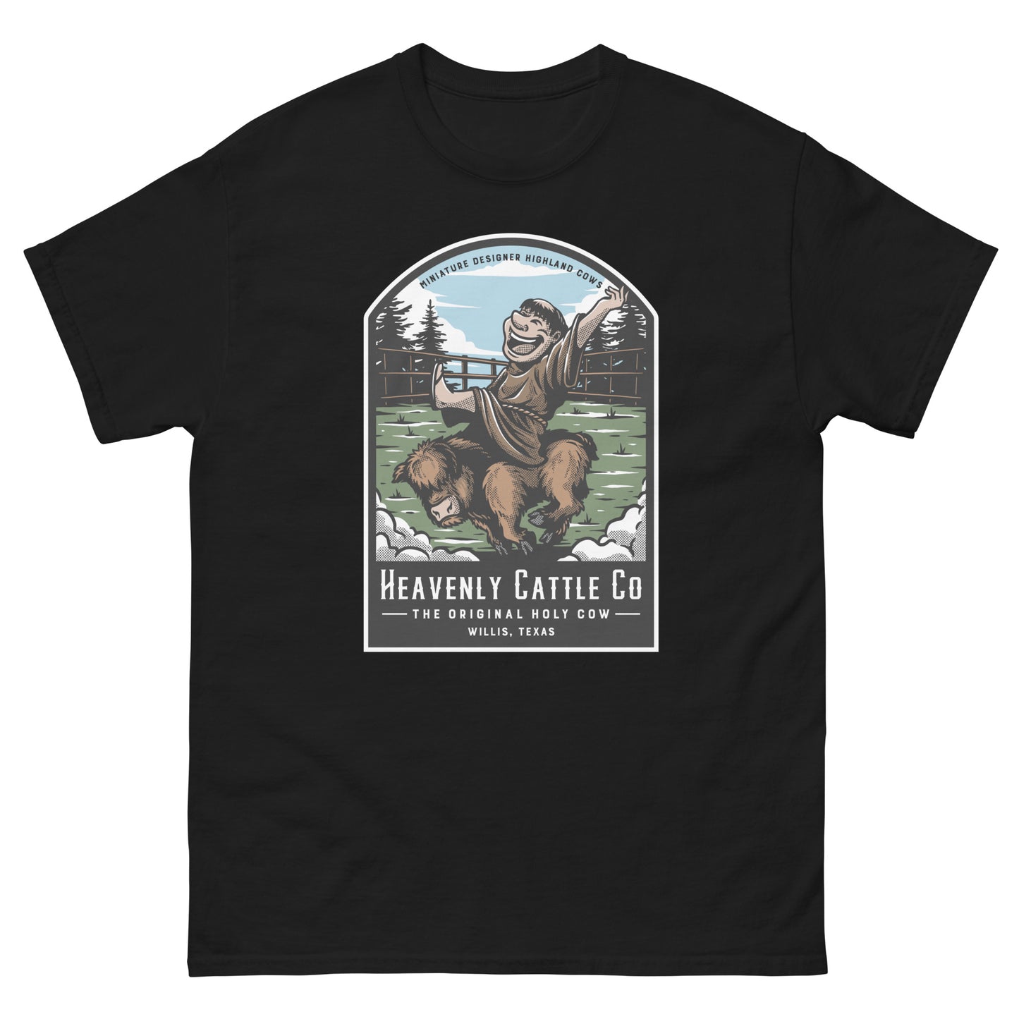 HCCo Men's classic tee Friar riding Holy Cow