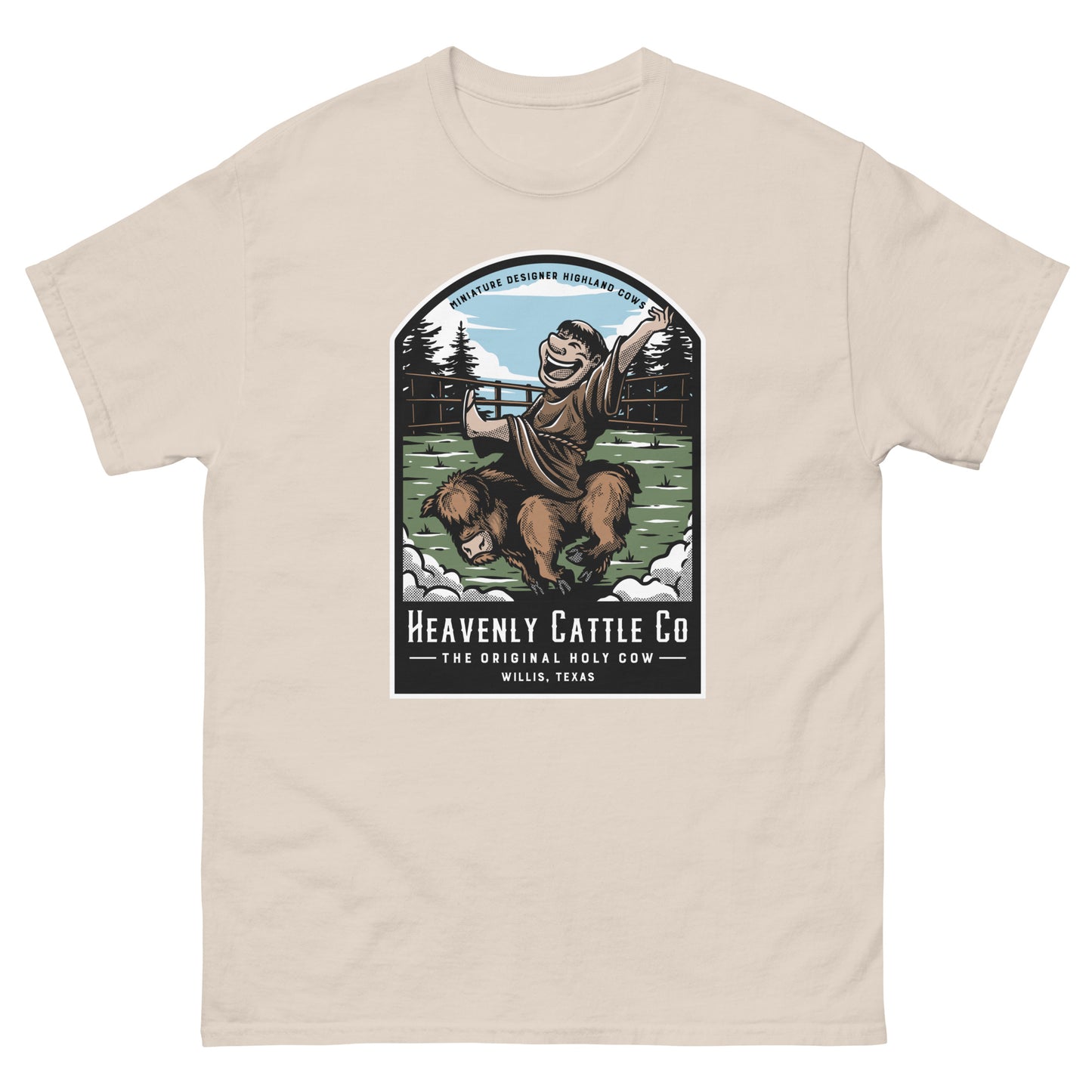 HCCo Men's classic tee Friar riding Holy Cow