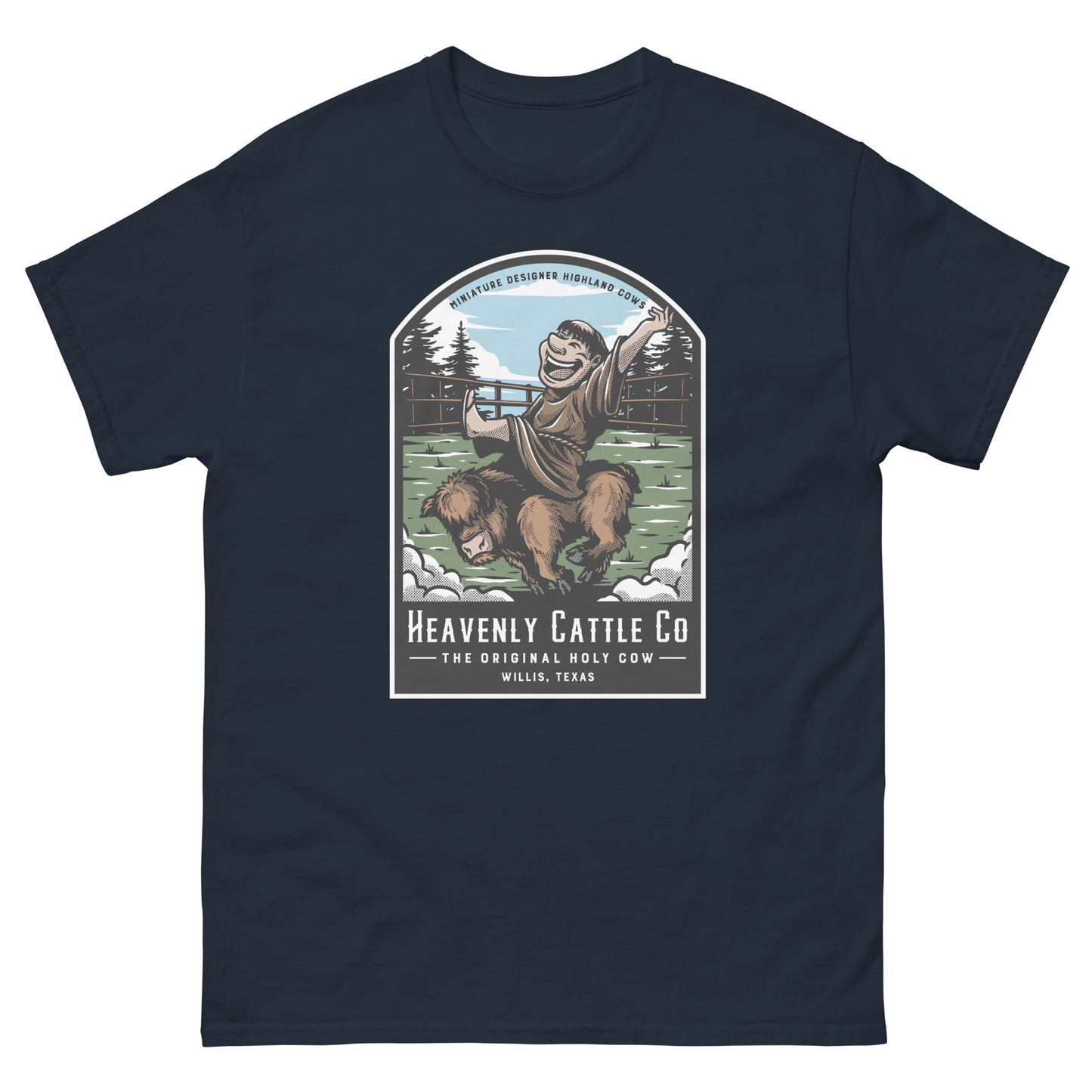 HCCo Men's classic tee Friar riding Holy Cow