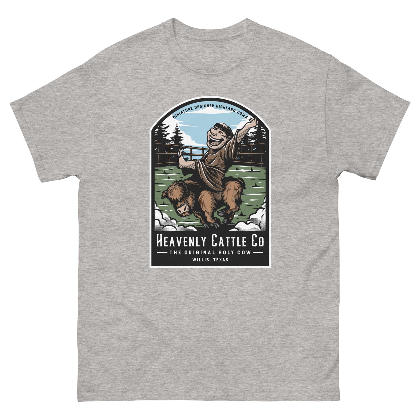 HCCo Men's classic tee Friar riding Holy Cow