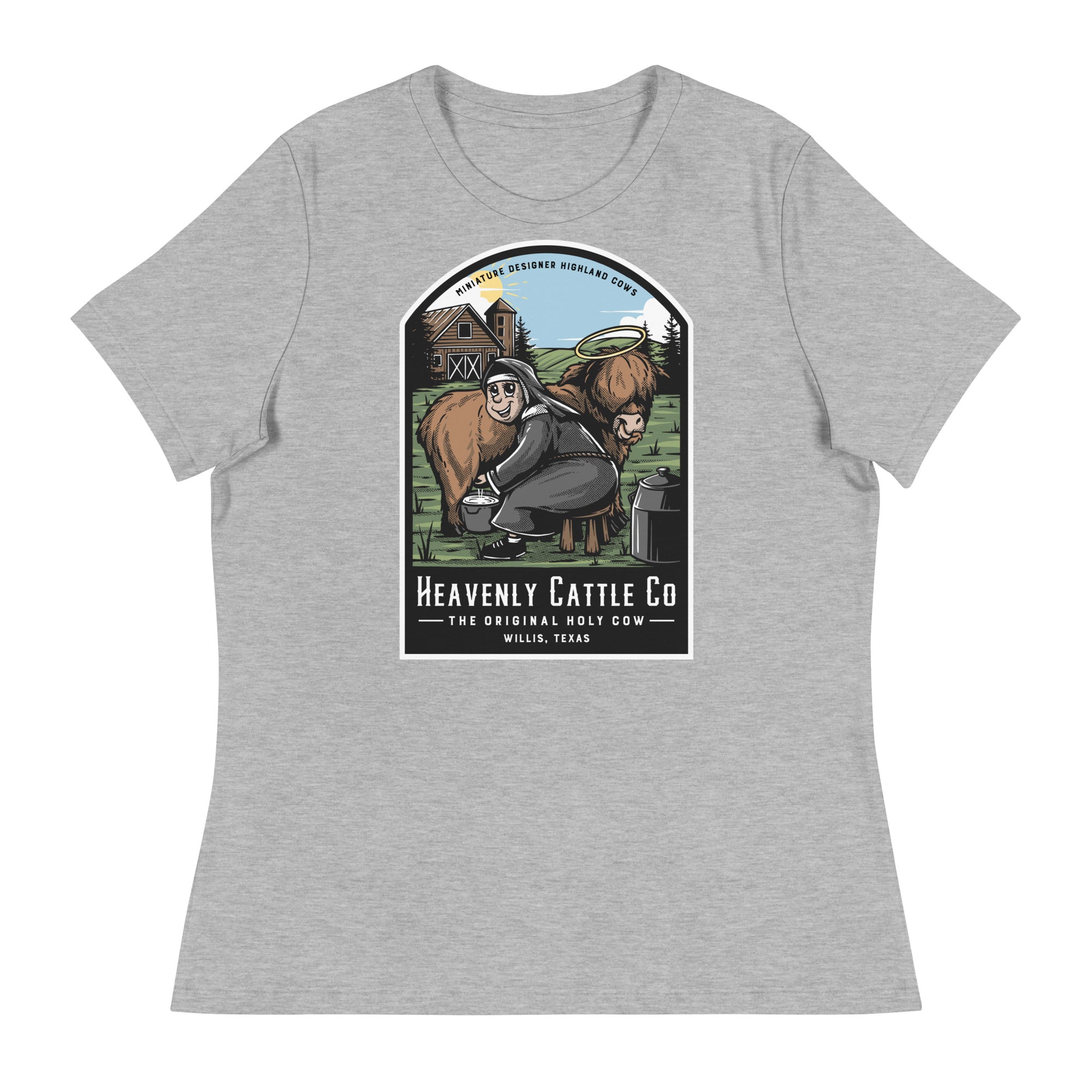 HCCo Women's Relaxed T-Shirt Nun Milking Holy Cow